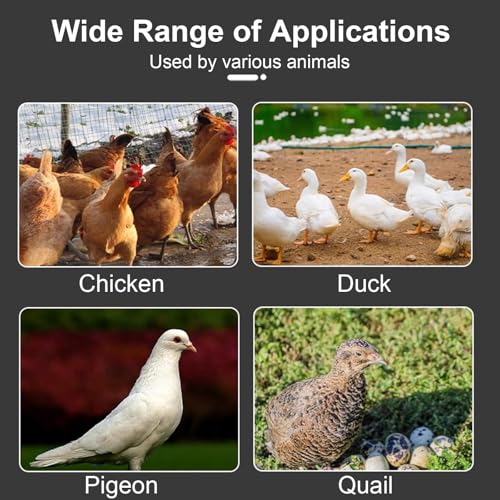 Automatic Chicken Feeder and Waterer Set, 110 lb Capacity 10 Port Large Chicken Feeders Poultry Waterer Weatherproof No Waste Poultry Feeder Kit for Turkey Pigeon Quail Duck Goose