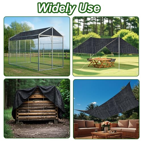 Black Chicken Coop Shade Cover, 11.5 * 6.6 FT UV 90% Shade Cloth with 20 Pcs Ball Bungees Cords, Chicken Cage Cover Chicken Run Sun Shade Mesh with Grommets for Outdoor Patio Garden Plants