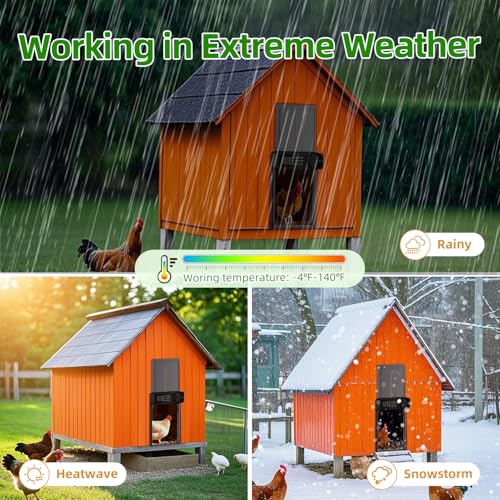 Automatic Chicken Coop Door, Battery Powered Electric Chicken Coop Door with Smart Timer, Anti-Pinch Sensor, LCD Display& Low Battery Reminder for Hens, Ducks, Geese Poultry