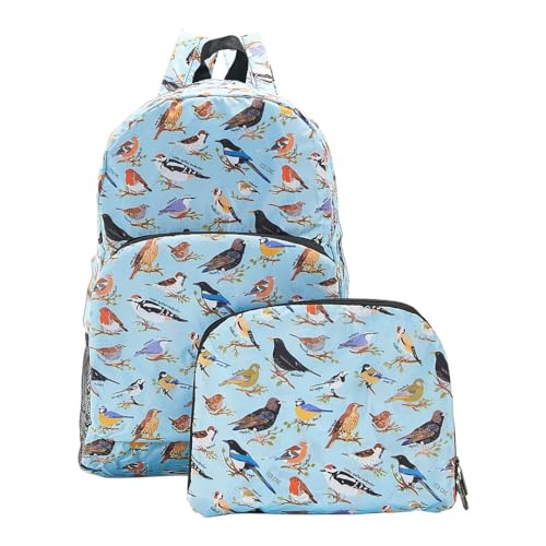 ECO CHIC Hiking Lightweight Packable Backpack - Foldable Daypack for Travel & Hiking & Outdoor Adventures - Waterproof Backpack from Recycled Materials (Wild Birds Blue) - color: Wild Birds Blue