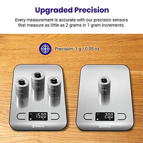 Etekcity Food Nutrition Scale, Digital Grams and Ounces, Large | Kitchen scale with tare, ideal for baking, weight loss, keto, meal prep, liquids and jewelry, 304 Stainless Steel - color: Silver