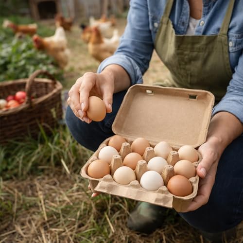 Egg Cartons 12 Count, 50 Pack Cardboard Egg Cartons Cheap Bulk, Reusable Paper Egg Holder for Supermarkets Kitchen - size: 3x4