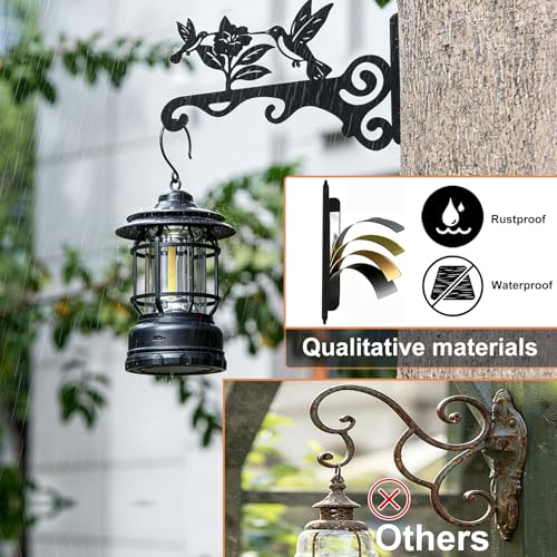 Elegant Bird Pattern Wall Hooks - 10/12/14 Inch Metal Plant Hangers for Indoor & Outdoor - Rust-Resistant Bracket for Plants, Feeders, Chimes, Lanterns (2, Black, 10 inch) - color: Black, size: 10 Inch