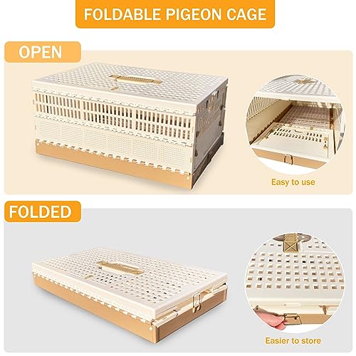 Folding Pigeon Cage Racing Pigeons Travel Cage Pairing Cage Plastic Three Doors Nest Box for Training and Release, Competition(L) - size: L
