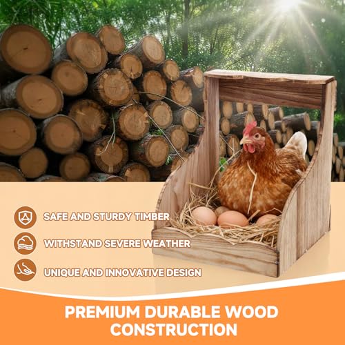 2 Pack Wooden Chicken Nesting Box for Laying Eggs, Hen Nesting Box Wall Mount for Chicken Coop, Versatile Use for Hens, Ducks, Chickens