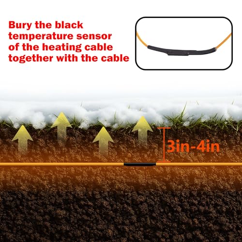 59 Ft Thermostatic Soil Heating Cable, Rubber Plant Soil Heater Cable | Heating Warming Cable with Thermostat and Ground Stake, Plant Soil Heater Cable for Winter Graden Greenhouse Seed Grow - color: 59 Ft