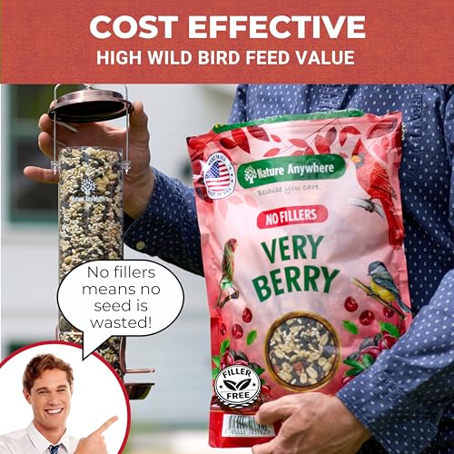 Very Berry Wild Bird Seed for Outside Feeders, Fruit Nut Bird Food, 5 lb | bird seeds for outside wild birds, dried fruit and berries with sunflower hearts, no milo or fillers, made in USA