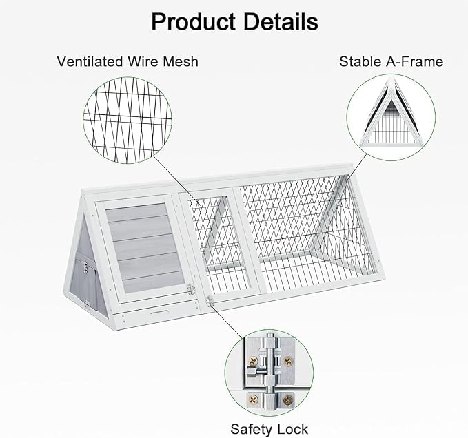 Chicken Coop for 2 Chickens Small Rabbit Hutch Quail Cages Outdoor | Ventilated Wire Mesh, Triangle Design, 3 Access Doors, Portable Playpen Run,Leak-Proof Pull-Out Tray, Fits Ducks, Chicks