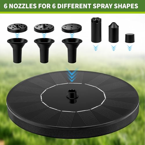 1.5W Solar Fountain, Solar Water Fountain with 6 Nozzles, Solar Water Pump Floating Fountain for Bird Bath, Pond, Garden, Pool, Fish Tank - color: 1.5w Solar Fountain Pump