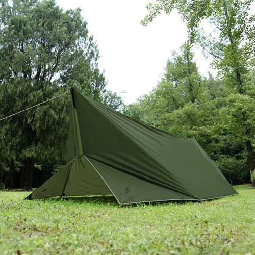 FREE SOLDIER Waterproof Camping Tarp Shelter Awning | Lightweight, Compact, Quick Setup, Waterproof Sun Shelter Campingtarp,For Backpacking, Beach, Travel and Outdoor Activities - color: Dark Green 10×13ft