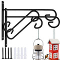 Hanging Plant Bracket, 2 Pack 10-inch Plant Hangers Outdoor Indoor, Rust-Proof Coated Metal Hanging Basket Hook, Decorative Wall Plant Hooks for Hanging Plants Flowers Lanterns Bird Feeders - size: 10-Inch 2 Count