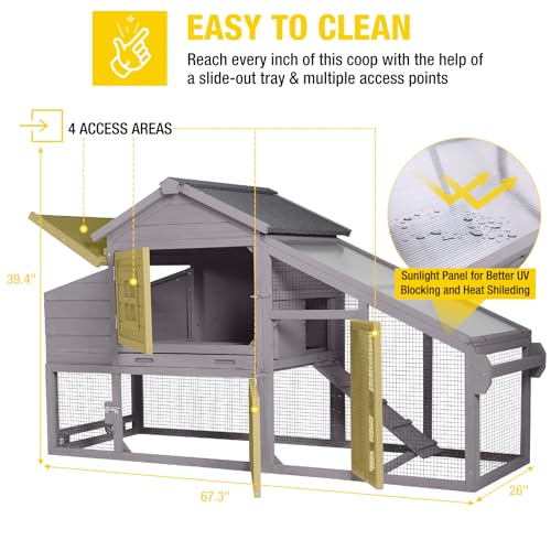 Aivituvin Chicken Coop Mobile Hen Coop, Large Poultry Cage with Wheels Outdoor Backyard Chicken House