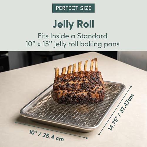 Cooling & Baking Rack Set - Sheet Pan - 10'' x 14.7" | 100% Stainless Steel, Oven-Safe, Dishwasher-Safe, Heavy Duty Tight-Wire, Set of 2, Half Sheet Pan Cooling Racks, Easy Clean - size: 10.0" x 14.75" 2-Pack