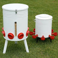 KOL 50 LB Chicken Feeder & 3 Gallon Chicken Waterer Set, All-Metal No-Waste Poultry Feeder & Automatic Gravity Waterer with 8 Ports & 8 Cups Chicken Coop Accessories
