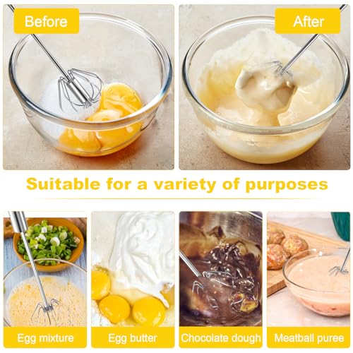 Stainless Steel Egg Whisk, 12 Inch Hand Mixer, Upgraded Semi-automatic Whisk, Ideal For Blending, Whisking, Baking tool, Beating Eggs, Butter & Milk, Suitable For Home Kitchen Use.
