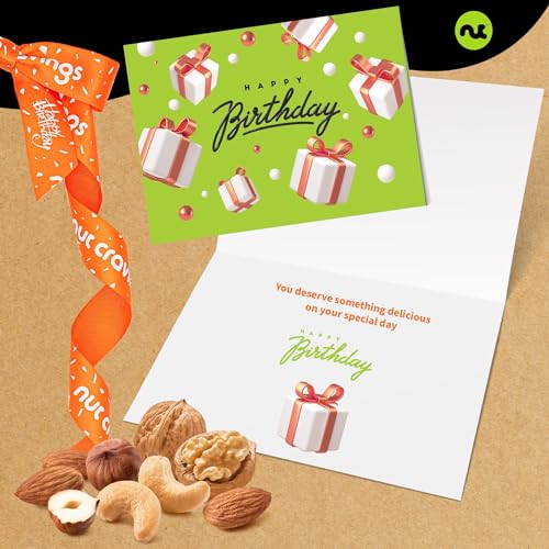 NUT CRAVINGS - Happy Birthday Treats, Mixed Nuts Gift Basket(7 Assortments) | with Bday Ribbon, Food Platter, Healthy Snack Care Package, Food Assortments - style: 5. Birthday - Deluxe (7 Assortment)