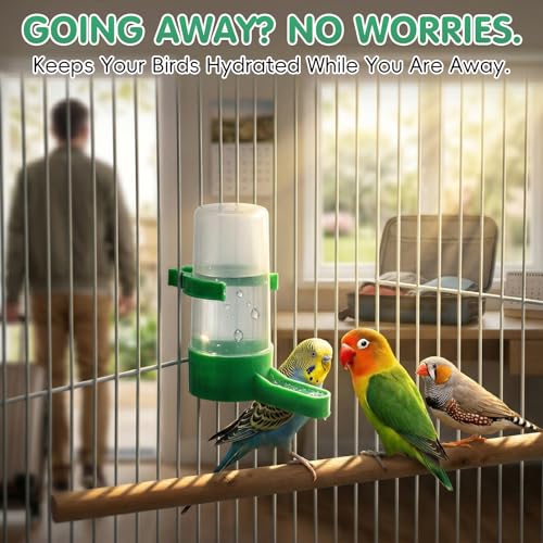 10 Pcs Mini Bird Water Dispenser for Cage, 2 OZ Automatic Gravity Bird Waterer Feeder Bottle, No Mess Small Parrot Drinking Bowl for Finch, Canary, Budgie, Quail, Breeding Aviary Supplies