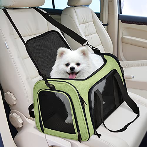 Henkelion Large Cat Carriers Dog Carrier Pet Carrier for Large Cats Dogs Puppies up to 25Lbs, Big Dog Carrier Soft Sided, Collapsible Travel Puppy Carrier - Large - Green - color: Green, size: 20.0"L x 13.0"W x 13.0"H