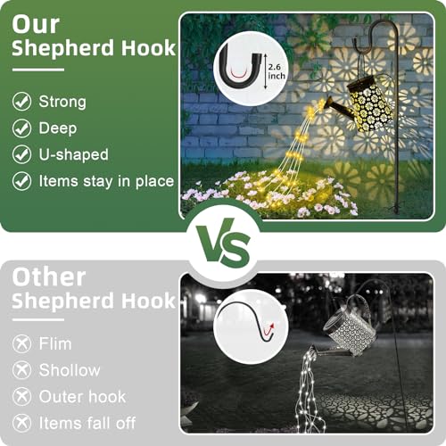Lilyvane Shepherd Hooks for Outdoor, 46 Inch 5 Prong Base Adjustable Shepherd Hooks, Heavy Duty Feeder Pole for Hanging Flower Baskets Lantern Lights Wind Chime - size: 46"