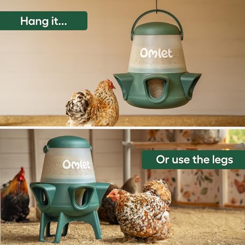 Omlet No Waste Chicken Feeder for Coop | 12lb Anti-Spill Poultry Feeder with 5 Feeding Ports | Feeds 6 Hens for 7 Days | Hanging or Free Standing | Weatherproof - size: 12lb