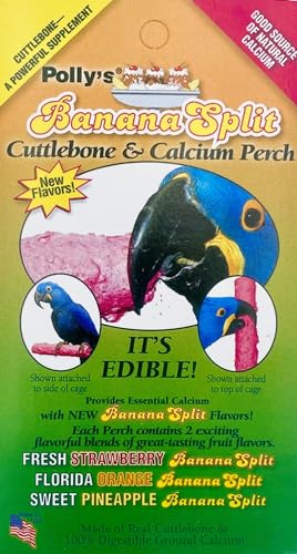 Polly's Edible Cuttlebone Calcium Bird Cage Perch for Budgies, Parakeets, Amazons, Blue & Golds, Macaws and Cockatoos.… (Strawberry, Medium) - color: Strawberry, size: Medium