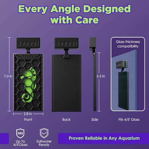 YOBBAI Magnetic Seaweed Feeder, Swinging Motion Nori Feeder, Seaweed Clip for Tangs Angels Freshwater and Shrimp Tanks (Black; NO Text) - color: BLACK; NO TEXT