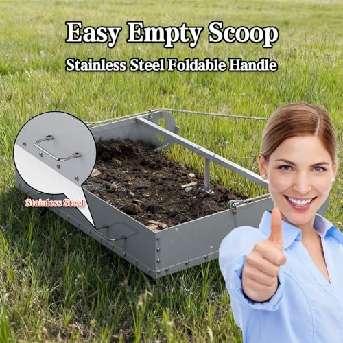 Pasture Manure Scoop Silver | Tow Behind Manure Scoop for Horses Paddocks, Picks Up for Small Manure from Horse, Instead of a Manure Fork ATV Rake