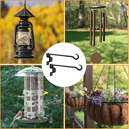 12 inch 2 Pack Swivel Plant Hangers Outdoor Heavy Duty - Black Iron Plant Hanging Hook Bracket for Flowers Baskets Pots Bird Feeder Lanterns Wind Chimes - size: 12 inch -2 Pack