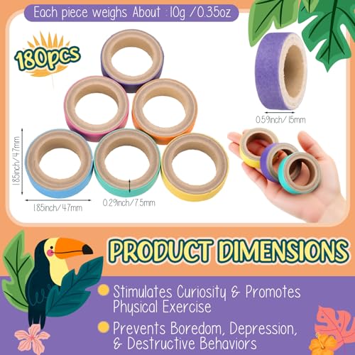 Skyygemm 180 Pcs 1.85 Inch Bagels Bird Toys for Parrots Cardboard Bird for Chewing Shredding Foraging Play Foot Wooden Parrot Toys for Medium and Large Macaws Cockatoos