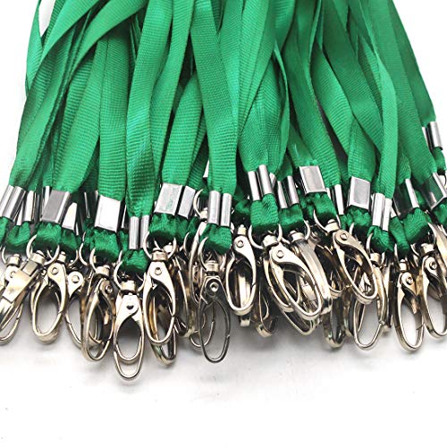Lanyards 100Pcs Bulk Lanyard for Id Badges,Badge Lanyards Swivel Hooks Clips Great for Name Tags Badge - color: Green