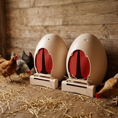 Roll Away Chicken Nesting Box, Egg-Shaped Hen Laying Box with Automatic Egg Collection, Wall Mount or Floor Stand, Rust-Free ABS (Starter (1 Box, 3 Pads+1Egg))