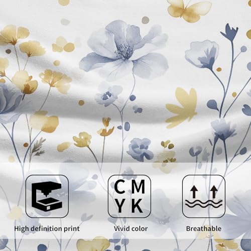Blue Floral Hand Towels 14x28 Inch Grey Yellow Watercolor Flower Absorbent Microfiber Soft Dish Washing Cloth Face Tea Towel for Home Hotel Gym Laundry Room Kitchen Bathroom Decor - color: Blue Yellow Flowers