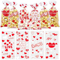 Lhocm Valentines Cellophane Treat Bags, Valentines Candy Bags, Valentines Goodies Bags, 200pcS Valentines Cello Bags with Ties, Valentines Gift Bags for Valentines Day Party Supplies - color: Red Valentines 200pcs
