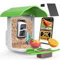 birdsnap® PAV Bird Feeder with Camera Solar Powered 2K Live Video 64GB Card | AI Bird Species Identification, Instant Arrival Alerts, IP65 Waterproof, Wild Bird Feeders for Outdoors, Gift for Bird Lovers - color: Green