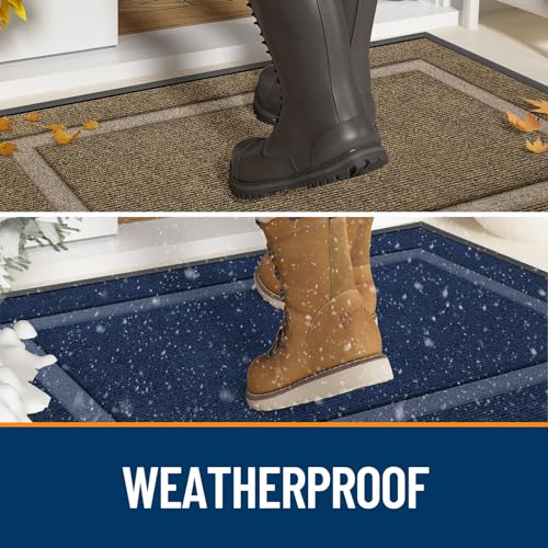 OLANLY Front Door Mat Outside 47x17, All-Season Heavy-Duty Rubber Doormat | Beige, Absorbent, Stain and Fade Resistant, Waterproof Non-Slip Backing, Low-Profile Indoor Outdoor Floor Mat for Entryway - color: Beige, size: 47" x 17"