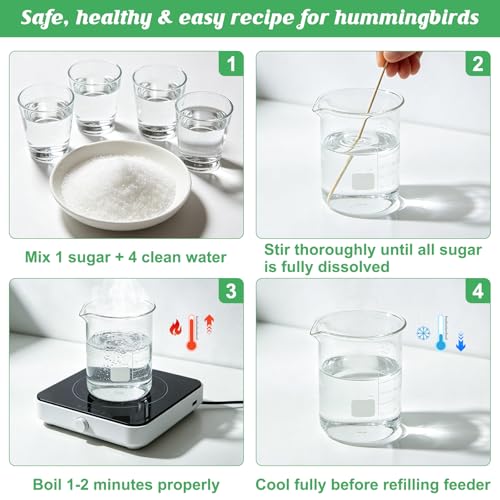 Glass Hummingbird Feeder, 16oz Outdoor Hanging Bird Feeder with Ant Moat, 4 Bee-Proof Feeding Ports, 360° Perch, Leak-Proof, Green - color: Green