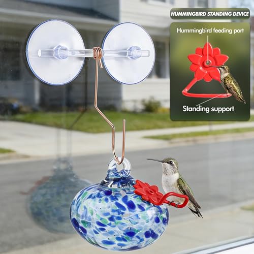 Glass Window Hummingbird Feeder with Suction Cup for Close Bird Watching - color: 1Pcs-Blue