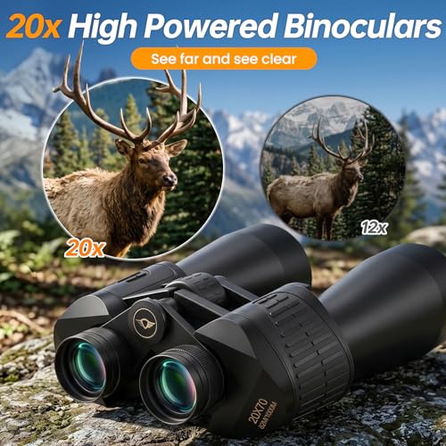 Aurosports 20x70 Binoculars for Adults High Powered Cruise Ship Binocular | Low Light Vision, Large View, Bird Watching, Hunting, Hiking, Stargazing, FMC BAK4 Prism, Gifts for Men