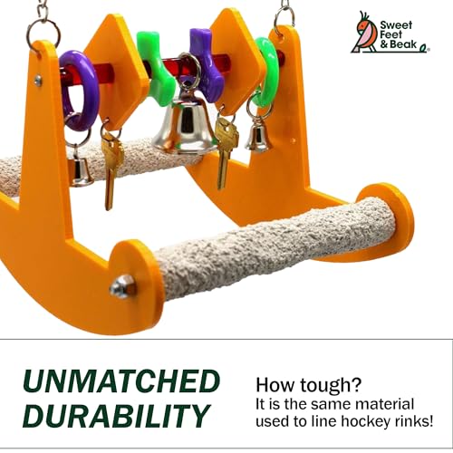 Sweet Feet and Beak Tweeter Totter Rocker, Two Perch Bird Swing, Medium | Two Pedicure Perch Bird Toy, Made from Break Resistant Plastic, Hanging Toy for Play and Leg Activity, Available in 3 Colors - size: Medium/Large