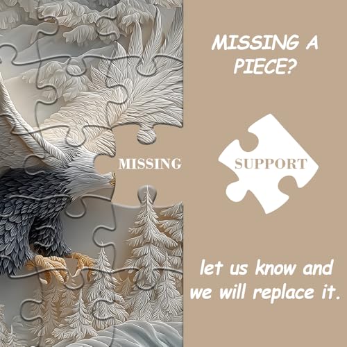 The Carved Eagle Jigsaw Puzzle 1000 Pieces, Majestic Bald Eagle Bird Puzzles for Adults,White Forest Art Nature Puzzle Animal, Unique Challenging Impossible Hard Puzzles - style: The Carved Eagle puzzle