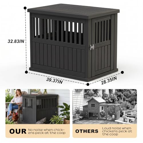Durable Resin Chicken Coop End Table, Weatherproof - color: Black, size: 39.37"L x 28.35"W x32.83"H