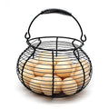 Elegant Wire Egg Basket with swimming Handle Primitives Vintage Gathering Basket. Black - size: 7-3/4" Dia. x 5" H - Black