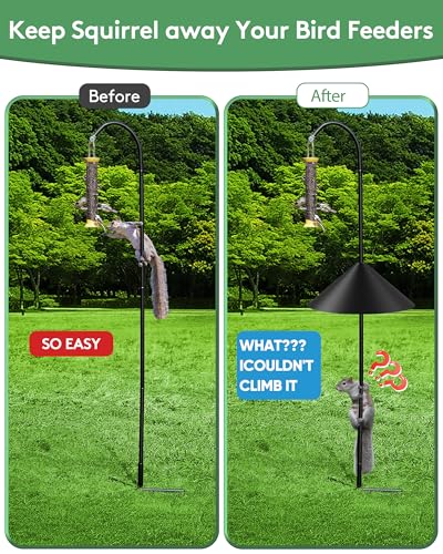 19 Inch Metal Squirrel Baffle for Bird Feeder Pole | Outdoor Squirrel Proof Bird Feeders, Bird House Guard for Shepherd’s Hook, Rust Chew Proof Heavy Duty - style: Pole Mount