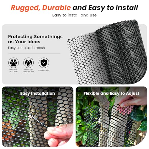 Toolterritary Plastic Wire Mesh,16IN x 50FT Chicken Wire Fencing for Floral Arrangements, Chicken Wire Mesh for Crafts with 100 Pcs Zip Ties,Gaden Netting for Dogs, Deers, Poultry - color: Black, size: 16IN x 50FT