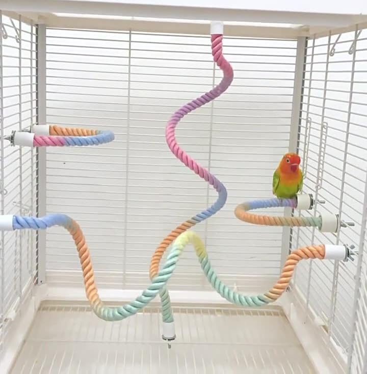 2Pcs Rope Perches for Bird Cages, Rope Perch for Parrots, Cockatiels & Parakeets, Bird Cage Accessories(L) - size: L(2pcs)