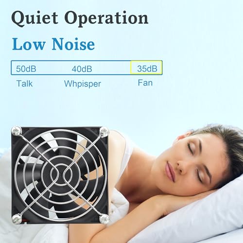 80mm IP56 Moisture-Proof Fan 2 Pack 12V DC RV Refrigerator Cooling Fans 3500RPM High Airflow Brushless DIY Fridge Fans Replacement(2 Wire 3 Pin)