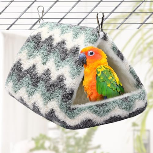 PETKNOWS 2 Pack Bird Nest House, Hanging Hammock Fluffy Parrots Bird Bed | Plush Fabric Material, Cage Bird Hammock, Winter Warm Hanging Bed, 2 Pack Soft Birds Nest For Parrot Cockatiels ﻿ - color: Yellow Green