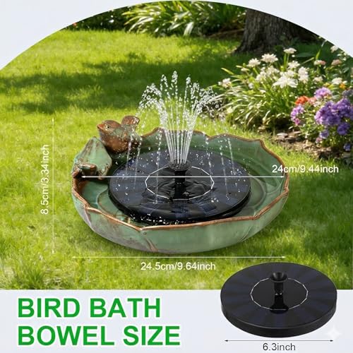 Solar Hummingbird Fountain,Ceramic Birdbath Bowl Water for Outdoor, Solar Powered Ground Bird Feeders and birdbath for Outdoors, Tabletop, Deck, Balcony Patio, Lawn,Yard Garden Decor - style: birdbathwithfundation