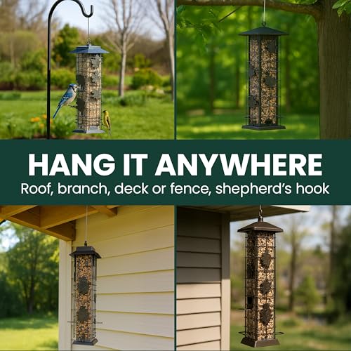 Perky-Pet Squirrel-Be-Gone Bird Feeder, 2 lb Seed Capacity | Weight-Activated Squirrel Proof Bird Feeder, Wild Bird Feeder for Outdoors with U-Shaped Perches and Clear Seed Reservoir