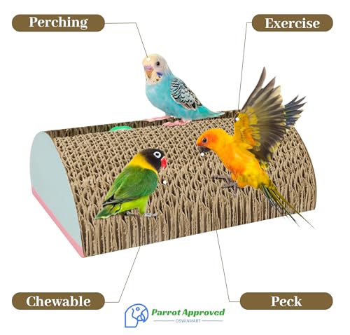 Parrot Cardboard Toy with Jingle Bells Bird Cage Perches Toy for Small to Regular Parrot Toys Bird Amazon, Grey Parrots, Parakeets,Macaw - size: MEDIUM size